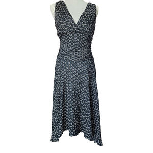 Vintage Y2K Just In Time Black & Tan Circle Print Stretch Dress Women's M